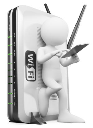 Router With Man With Tablet